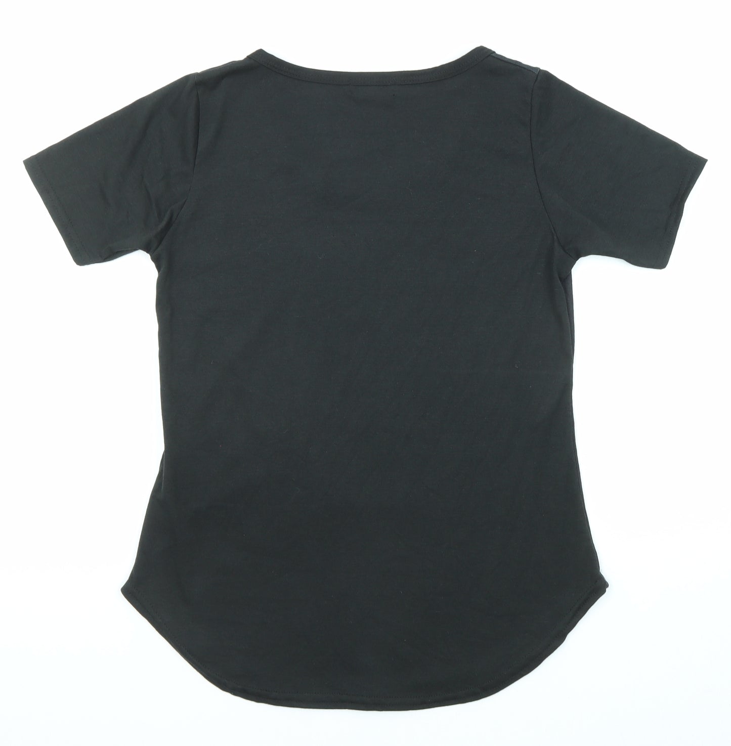 Sweet Gisele Womens Black Polyester Basic T-Shirt Size S Round Neck - Philly