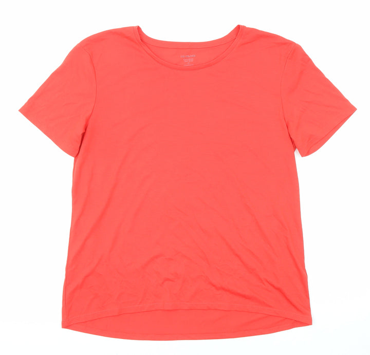 Marks and Spencer Womens Red Polyester Basic T-Shirt Size 10 Round Neck