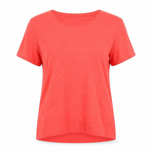 Front view of Marks & Spencer women’s red polyester basic t-shirt, size UK 10, round neck