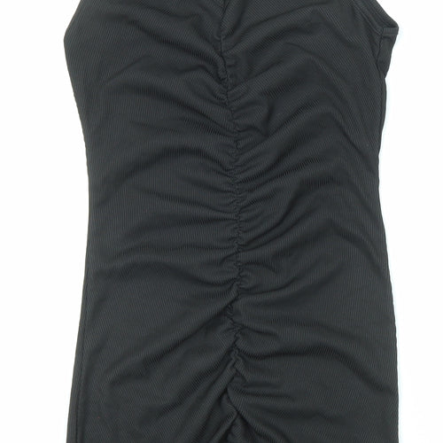 PRETTYLITTLETHING Womens Black Polyester Bodycon Size 6 V-Neck Pullover