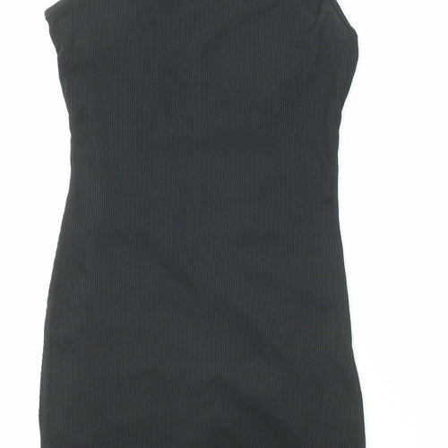 PRETTYLITTLETHING Womens Black Polyester Bodycon Size 6 V-Neck Pullover