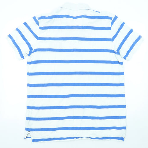 Crew Clothing Mens Blue Striped Cotton Polo Size XL Collared Button