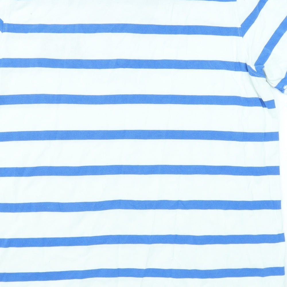 Crew Clothing Mens Blue Striped Cotton Polo Size XL Collared Button