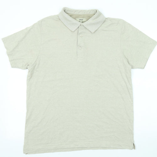 EWM Mens Beige Cotton Polo Size M Collared Button