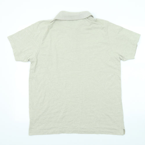 EWM Mens Beige Cotton Polo Size M Collared Button