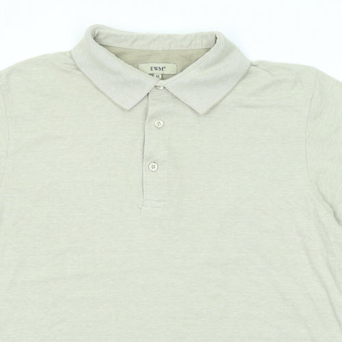 EWM Mens Beige Cotton Polo Size M Collared Button