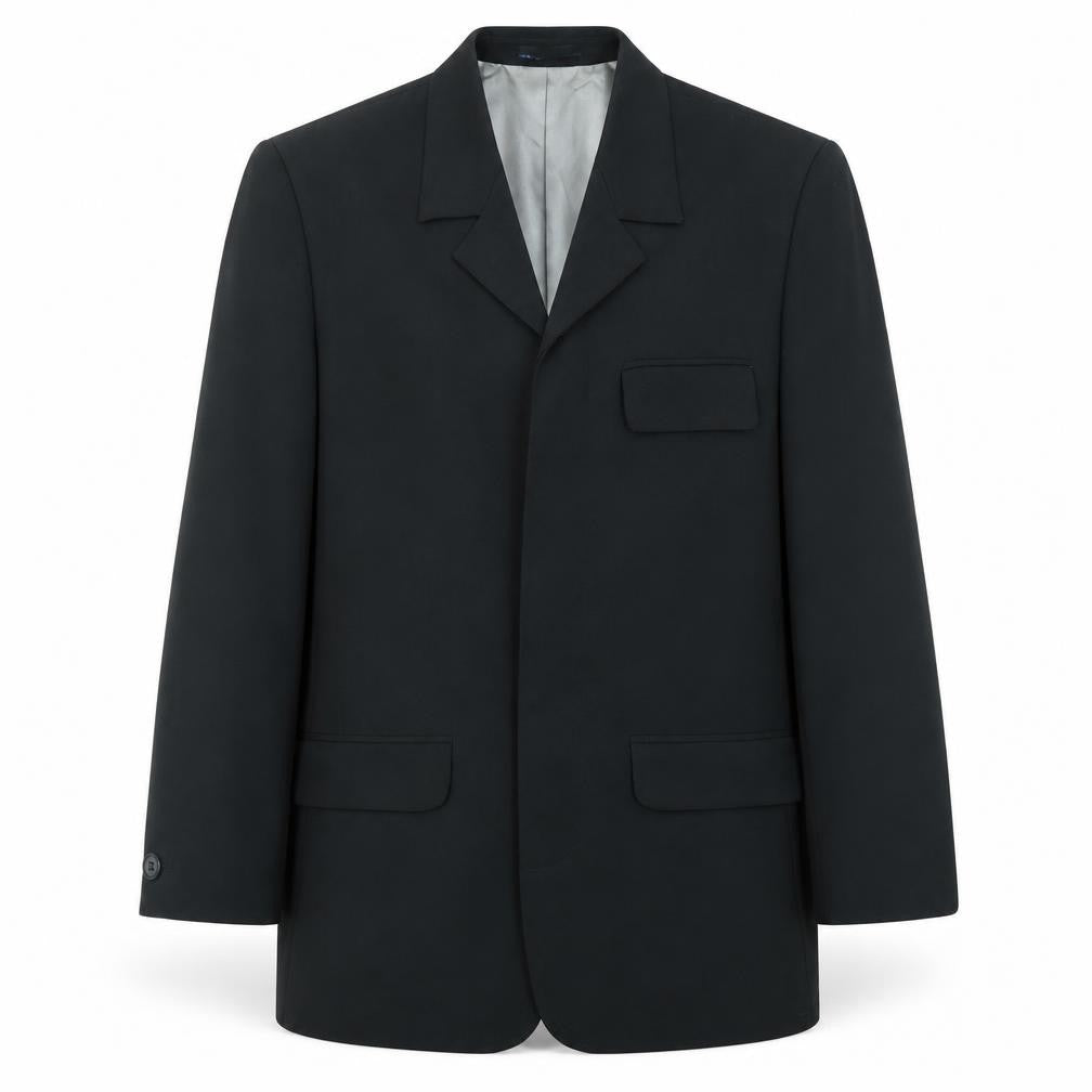 Front view of Uki men’s black viscose jacket suit jacket, size 36, regular