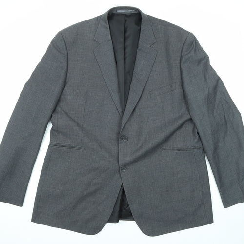 Terry de Havilland Mens Grey Polyester Jacket Suit Jacket Size 50 Regular