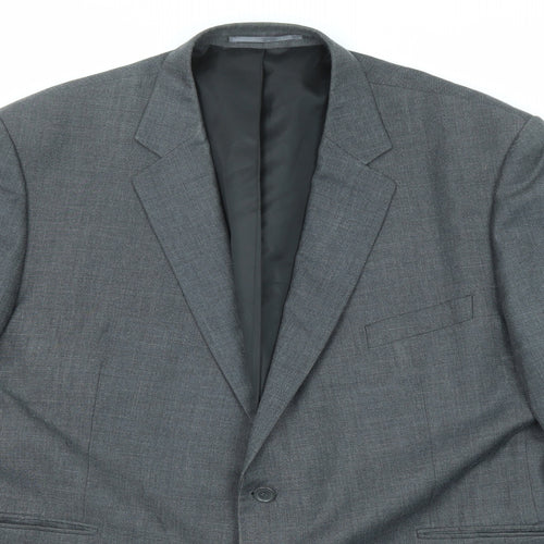 Terry de Havilland Mens Grey Polyester Jacket Suit Jacket Size 50 Regular
