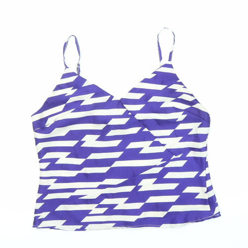 River Island Womens Purple Geometric Polyester Camisole Tank Size 12 V-Neck