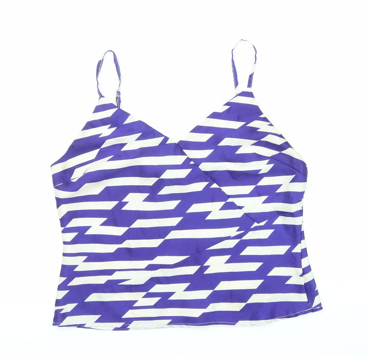 River Island Womens Purple Geometric Polyester Camisole Tank Size 12 V-Neck