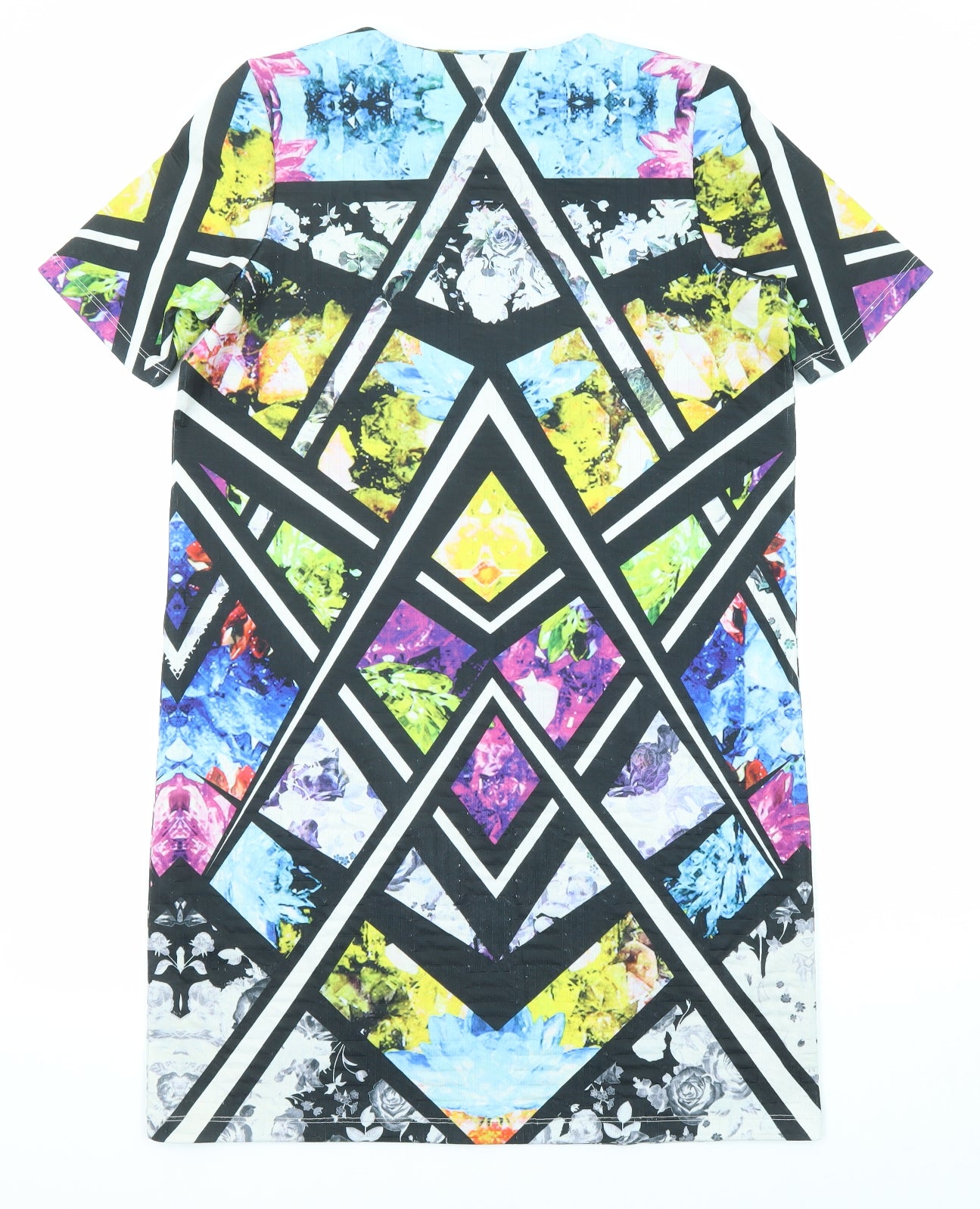 ASOS Womens Multicoloured Geometric Polyester Shift Size 10 Round Neck Pullover