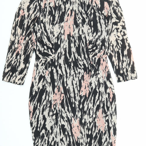 Whistles Womens Multicoloured Geometric Polyester Shirt Dress Size 8 Round Neck Zip