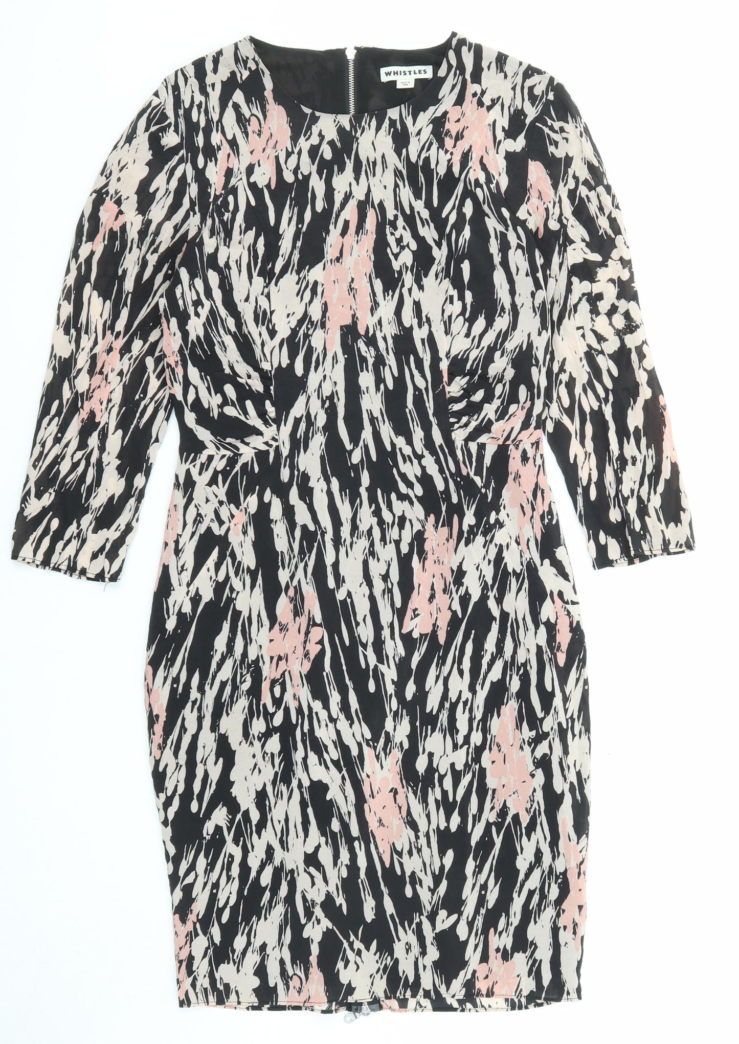 Whistles Womens Multicoloured Geometric Polyester Shirt Dress Size 8 Round Neck Zip