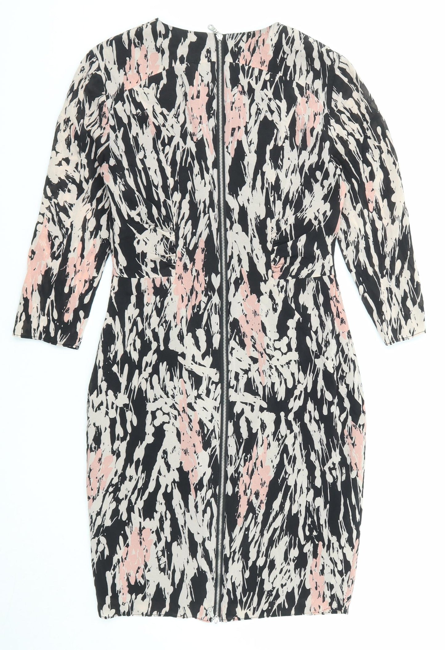 Whistles Womens Multicoloured Geometric Polyester Shirt Dress Size 8 Round Neck Zip
