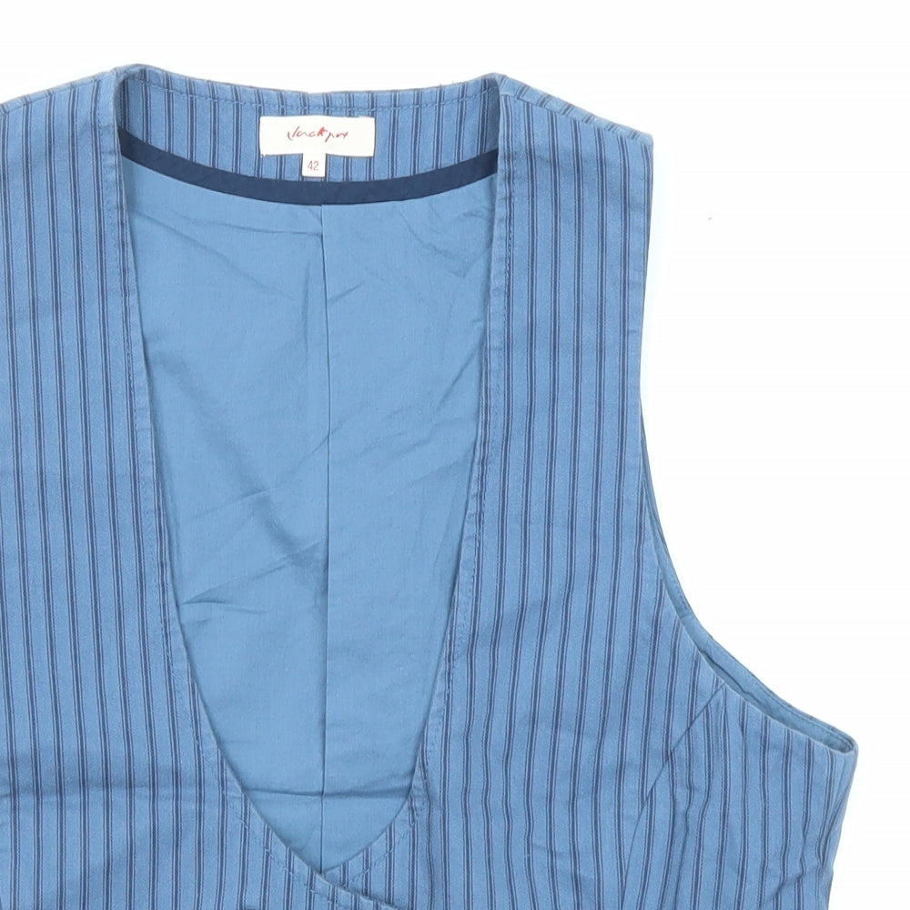 Vackrox Womens Blue Striped Cotton Tuxedo Suit Top Size 14 Button