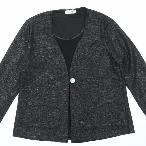 BASSINI Womens Black Polyester Basic Blouse Size 22 Scoop Neck - Two in One Metallic