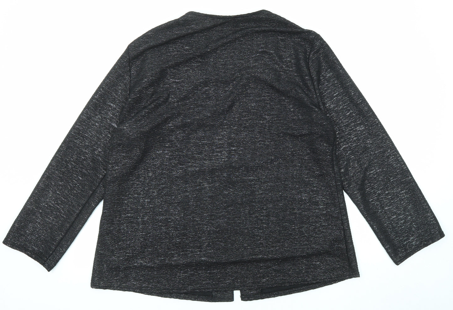 BASSINI Womens Black Polyester Basic Blouse Size 22 Scoop Neck - Two in One Metallic