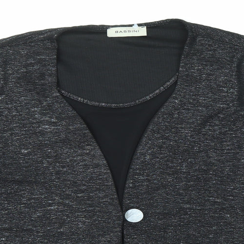 BASSINI Womens Black Polyester Basic Blouse Size 22 Scoop Neck - Two in One Metallic