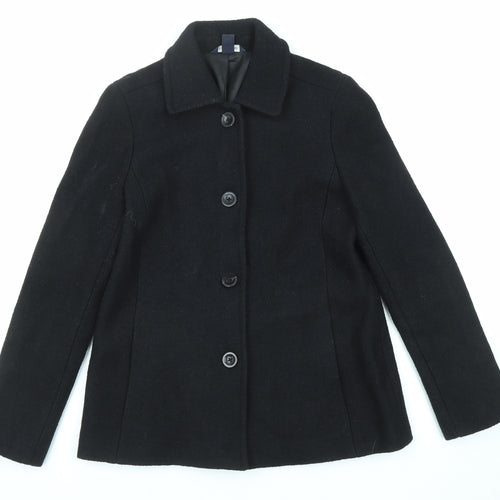 Lands' End Womens Black Jacket Size 12 Button