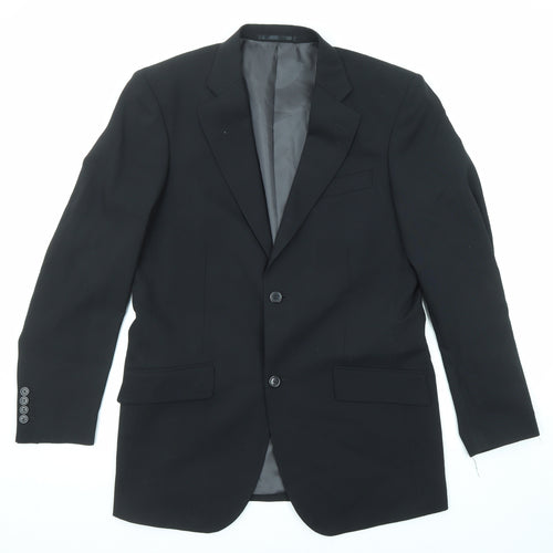 Antich Collection Mens Black Wool Jacket Suit Jacket Size 38 Regular