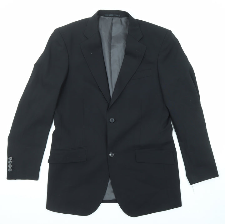 Antich Collection Mens Black Wool Jacket Suit Jacket Size 38 Regular