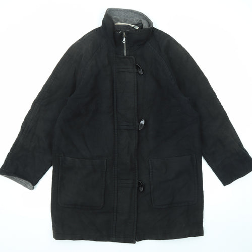 Marks and Spencer Womens Black Overcoat Coat Size 10 Zip