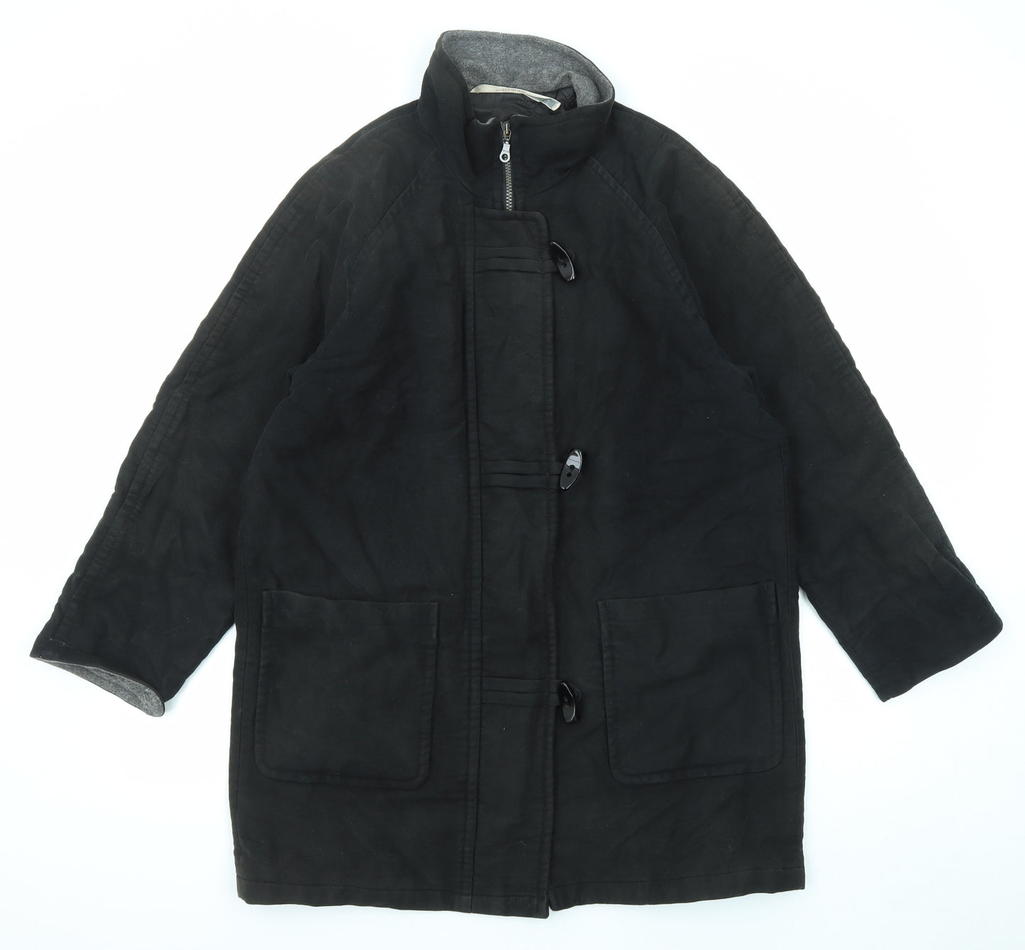 Marks and Spencer Womens Black Overcoat Coat Size 10 Zip