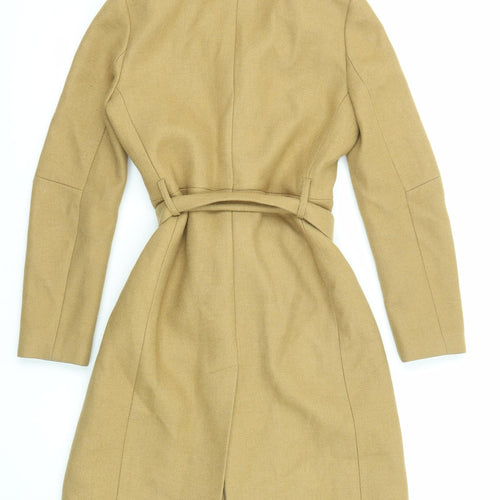 Warehouse Womens Beige Overcoat Coat Size 8 Button