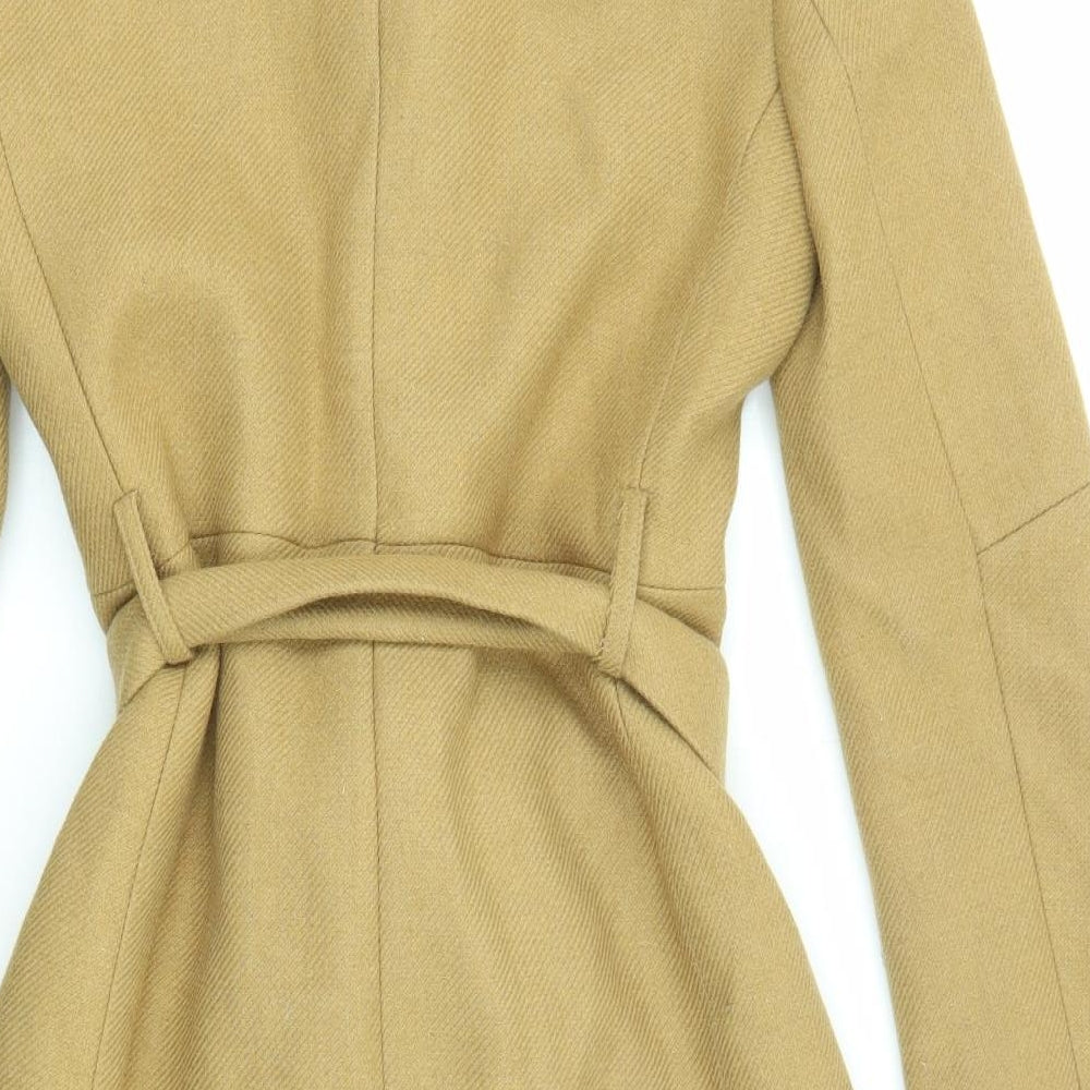Warehouse Womens Beige Overcoat Coat Size 8 Button
