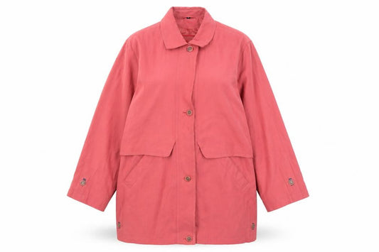 Front view of Klass women’s red jacket, size M, button