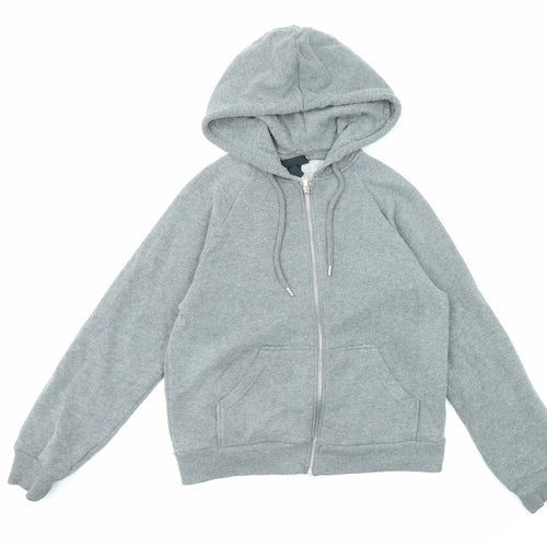 Monki Womens Grey Cotton Full Zip Hoodie Size XS Zip