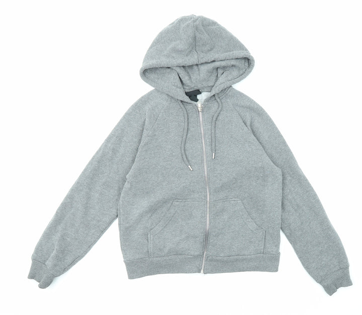 Monki Womens Grey Cotton Full Zip Hoodie Size XS Zip