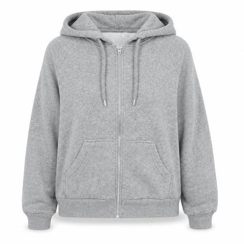 Monki Womens Grey Cotton Full Zip Hoodie Size XS Zip