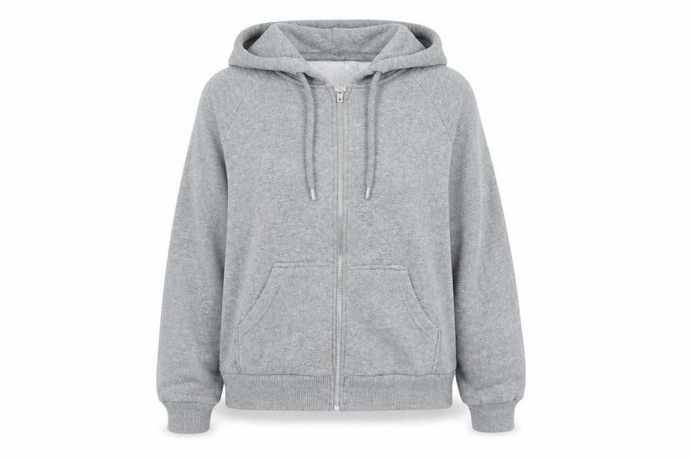 Monki Womens Grey Cotton Full Zip Hoodie Size XS Zip
