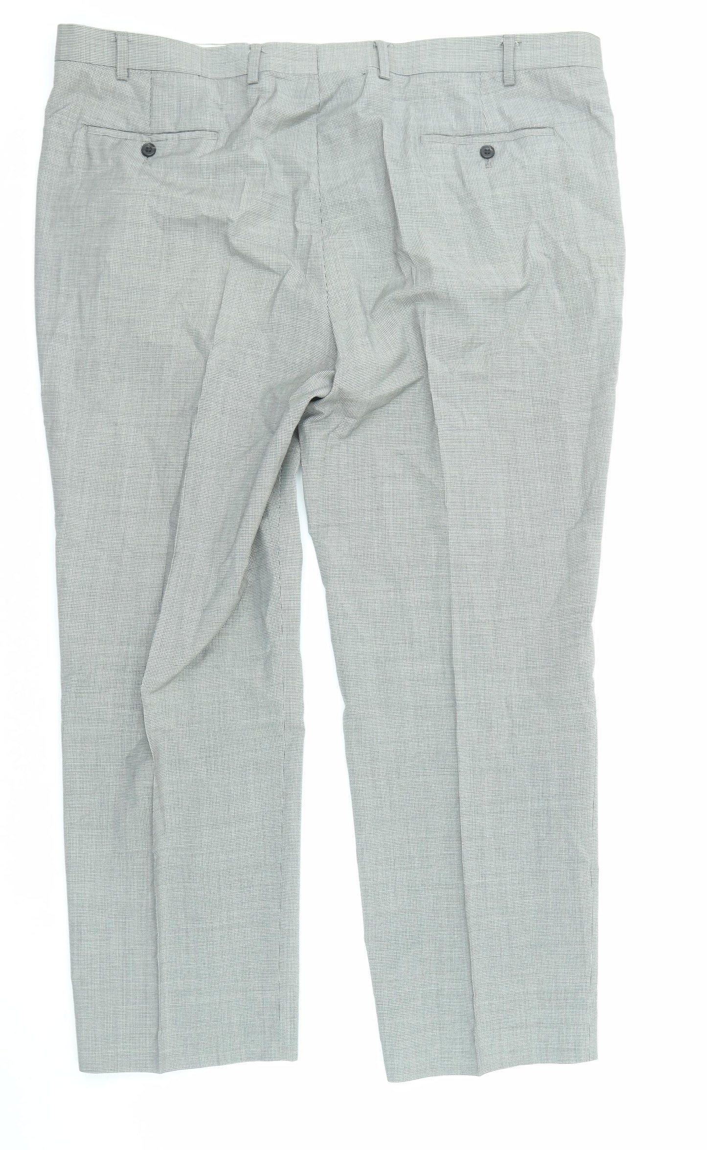 Marks and Spencer Mens Grey Wool Trousers Size 44 in L31 in Regular Zip