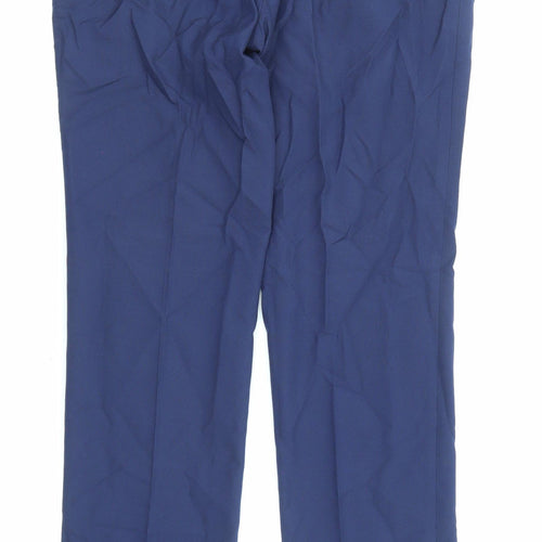 Marks and Spencer Mens Blue Polyester Trousers Size 30 in L31 in Regular Zip