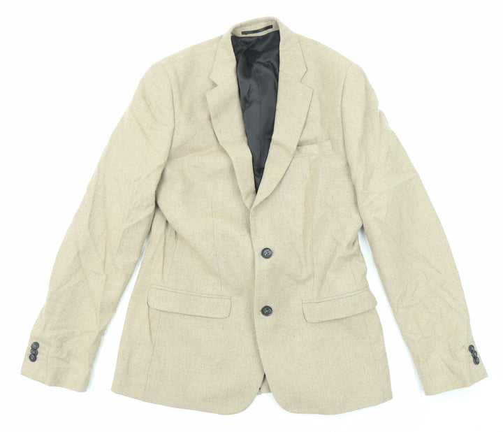 New Look Mens Beige Polyester Jacket Suit Size 38 Regular