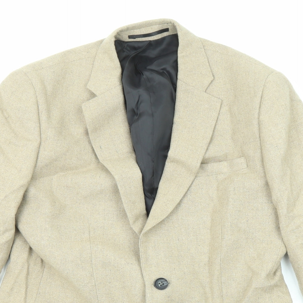 New Look Mens Beige Polyester Jacket Suit Size 38 Regular