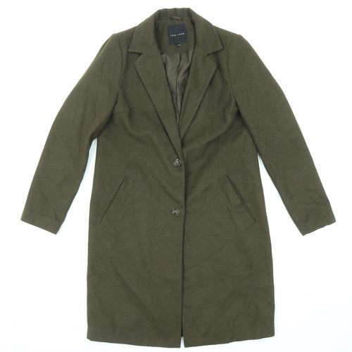 New Look Womens Green Overcoat Coat Size 12 Button
