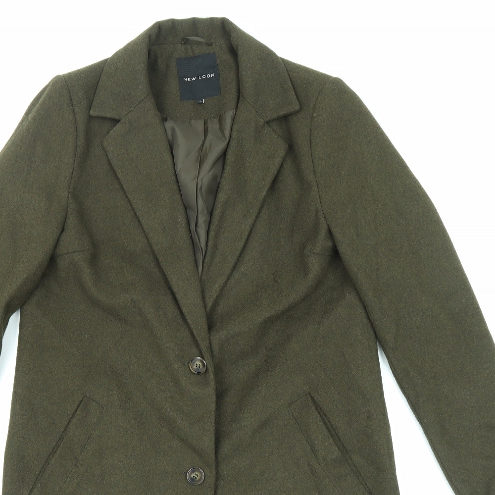 New Look Womens Green Overcoat Coat Size 12 Button