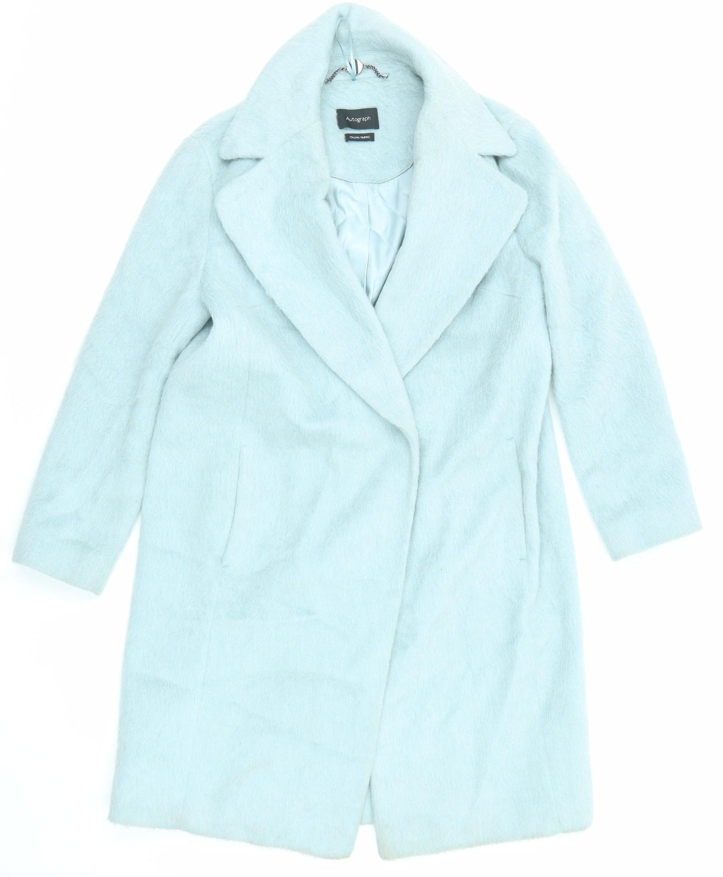 Autograph Womens Blue Overcoat Coat Size 12 Button