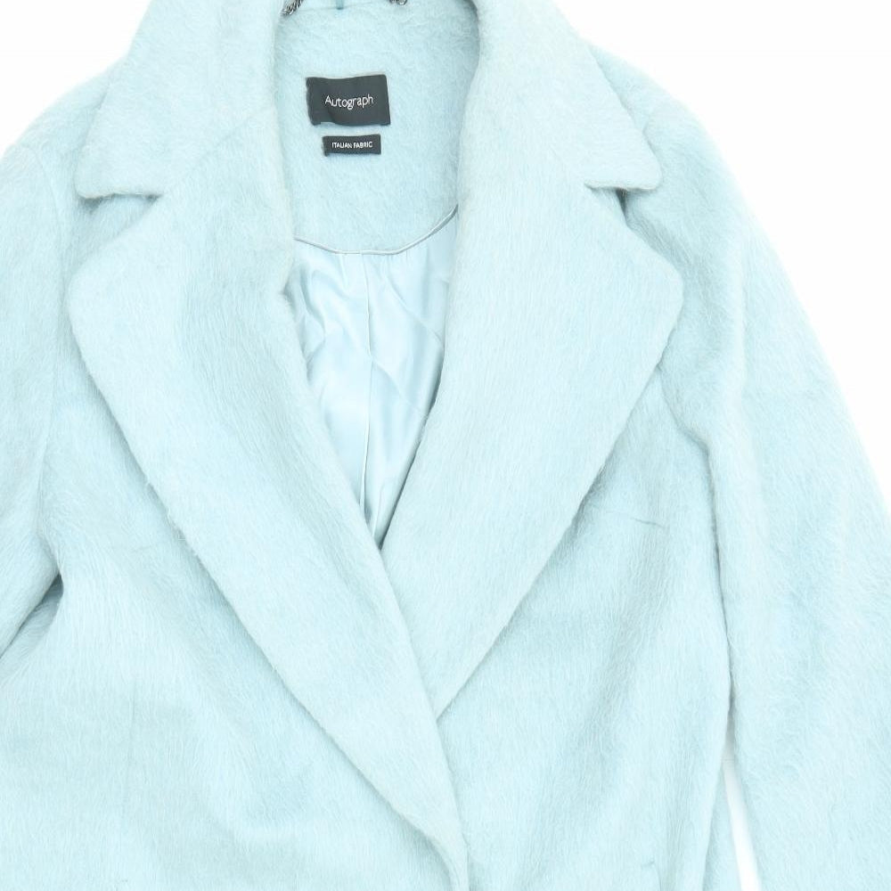 Autograph Womens Blue Overcoat Coat Size 12 Button