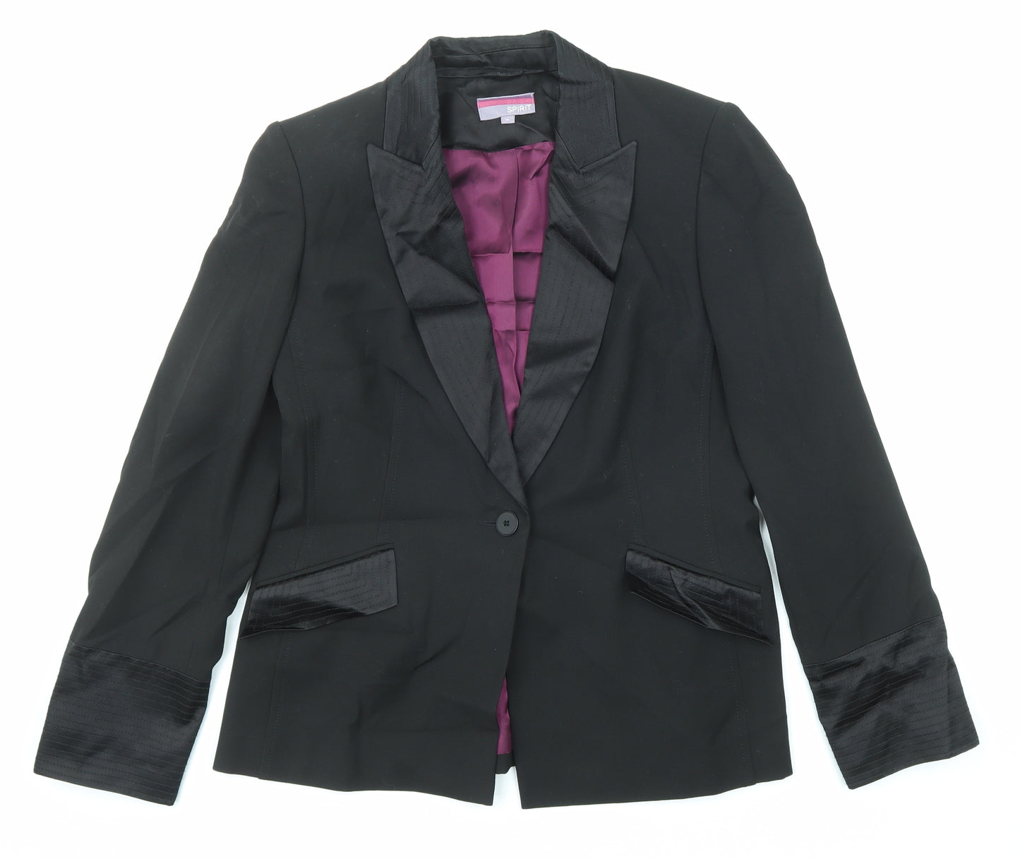 Spirit Womens Black Jacket Blazer Size 14 Button