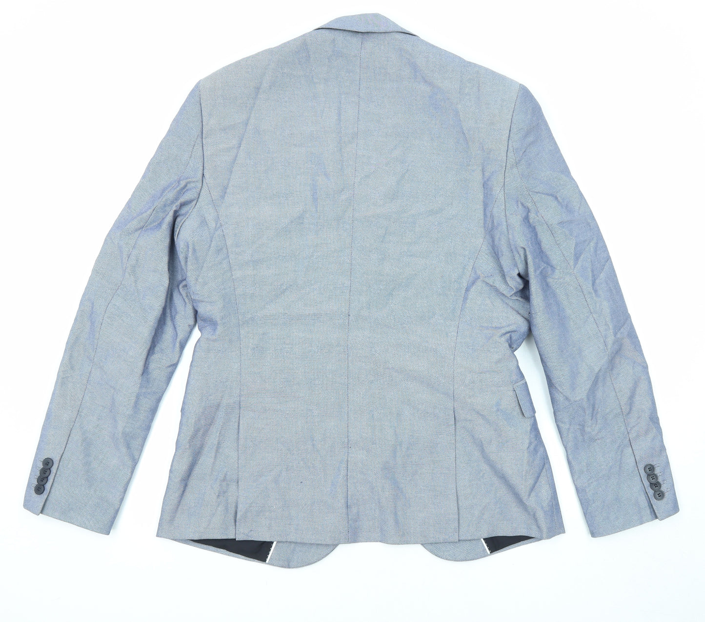 H&M Mens Blue Geometric Cotton Jacket Suit Jacket Size 52 Regular