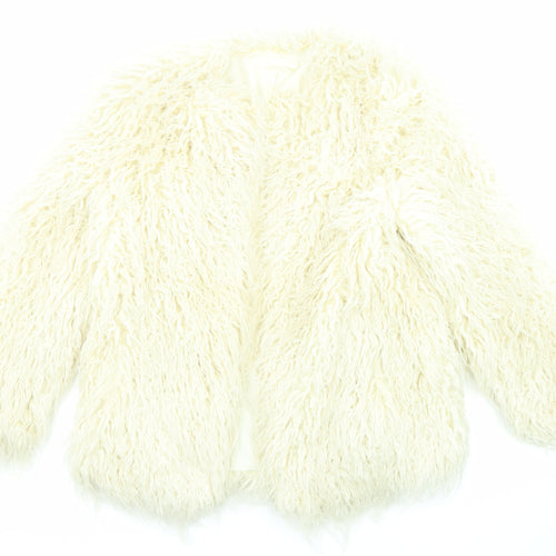 H&M Womens Ivory Jacket Size XS - Faux Fur