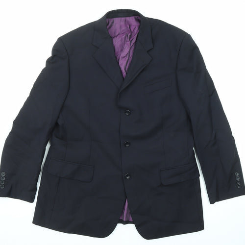 Racing Green Mens Blue Wool Jacket Suit Jacket Size 42 Regular