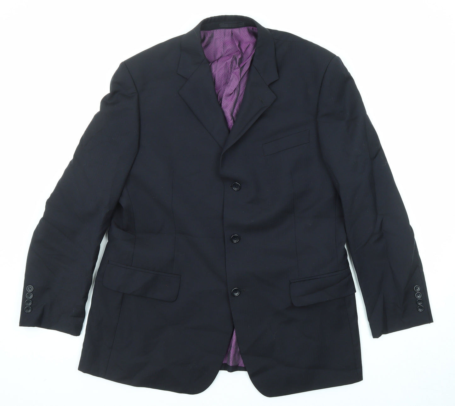 Racing Green Mens Blue Wool Jacket Suit Jacket Size 42 Regular