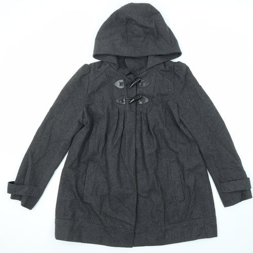New Look Womens Grey Pea Coat Coat Size 14 Button