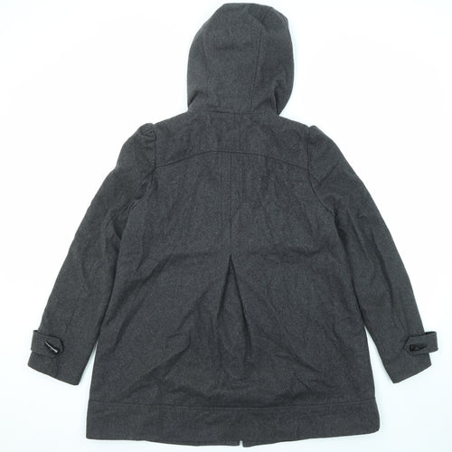 New Look Womens Grey Pea Coat Coat Size 14 Button